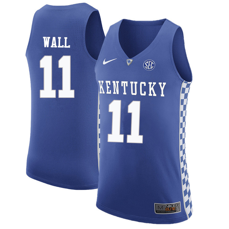 Men Kentucky Wildcats #11 John Wall College Basketball Jerseys-Blue